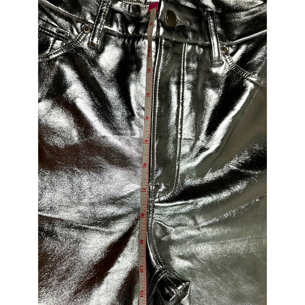 Good American Faux Leather Good Icon Straight Pants in Silver Metallic Size 6/28 - Picture 7 of 7